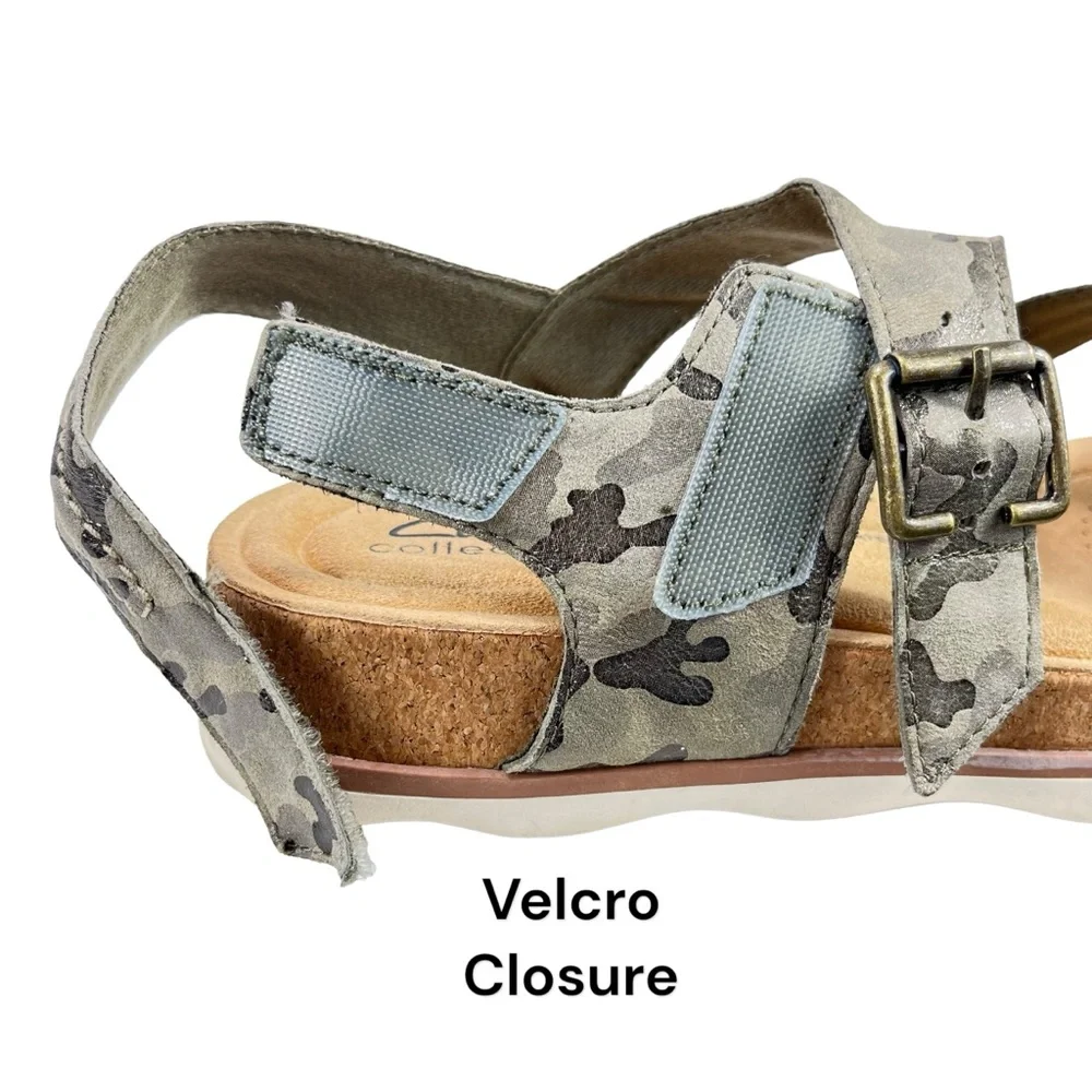 Clarks Women 7.5M Brynn Step Olive Camo‎ Leather Ultimate Comfort Sandals Shoes - Picture 10 of 12